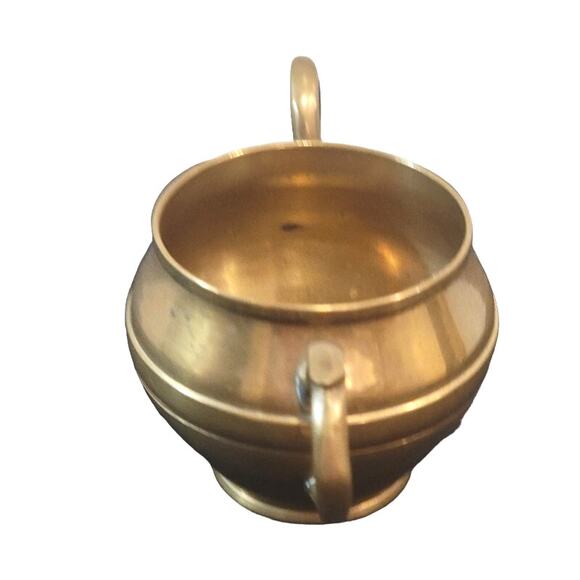 Vintage Brass Cup Mini Bowl Trinket Holder Double Handles 6" x 3.5" - Picture 2 of 9
